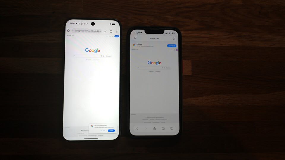 Das Pixel 10 Pro XL im direkten Vergleich mit meinem iPhone 13 Pro (1.000 Nits Spitzenhelligkeit) – der Unterschied ist mehr als deutlich. (Bildquelle: GameStar Tech)