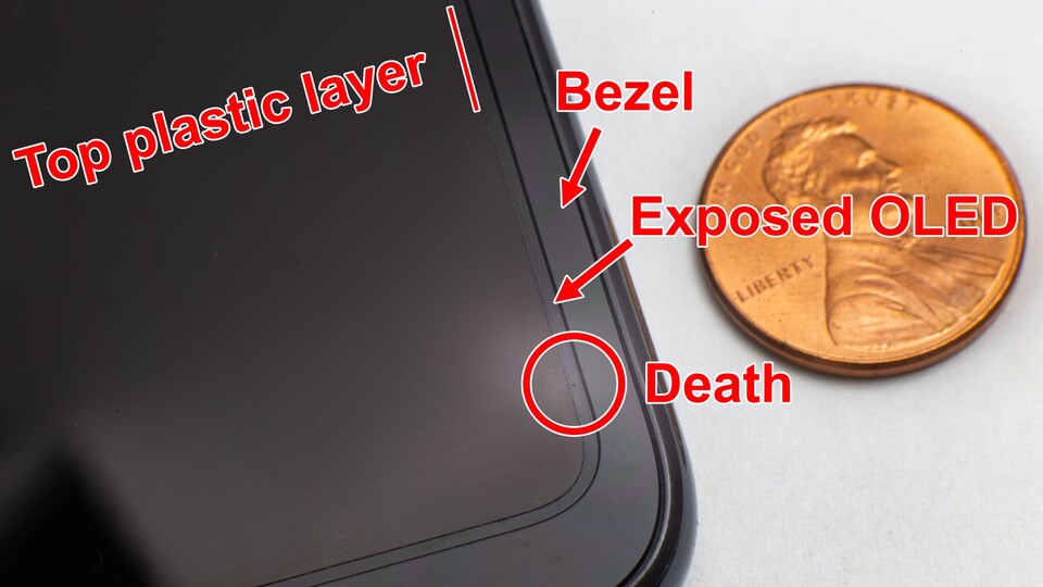 Ein winziges Partikel soll für den frühen Tod des OLED-Bildschirms gesorgt haben. (Bild: Arstechnica)