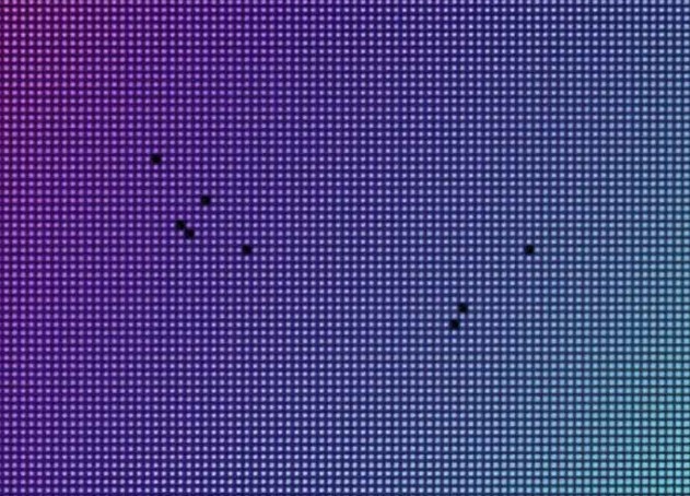 Dieses Bild zeigt den Worst-Case: gleich mehrere tote Pixel auf engem Raum. (Quelle: Kinglight Co, Ltd)
