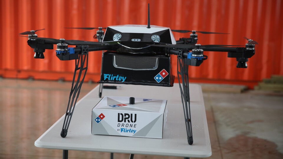 Pizza per Drohne: Dominos Neuseeland will bis Ende des Jahres alle Kunden beliefern können (Bildquelle: Flirtey)