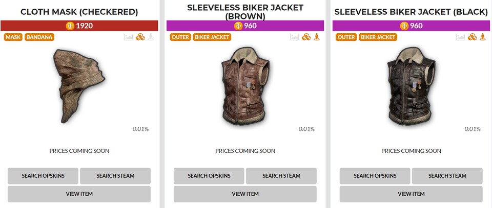 Das sind die drei seltensten Items aus der neuen Biker Crate. 