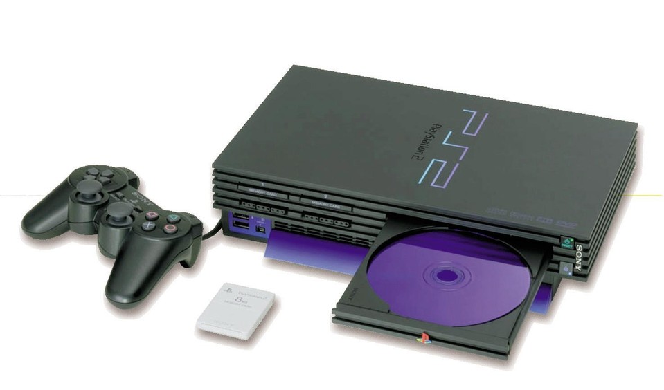 Die Playstation 2 erinnert eher an einen CD-Spieler als eine Konsole und passt ideal zur Stereoanlage.