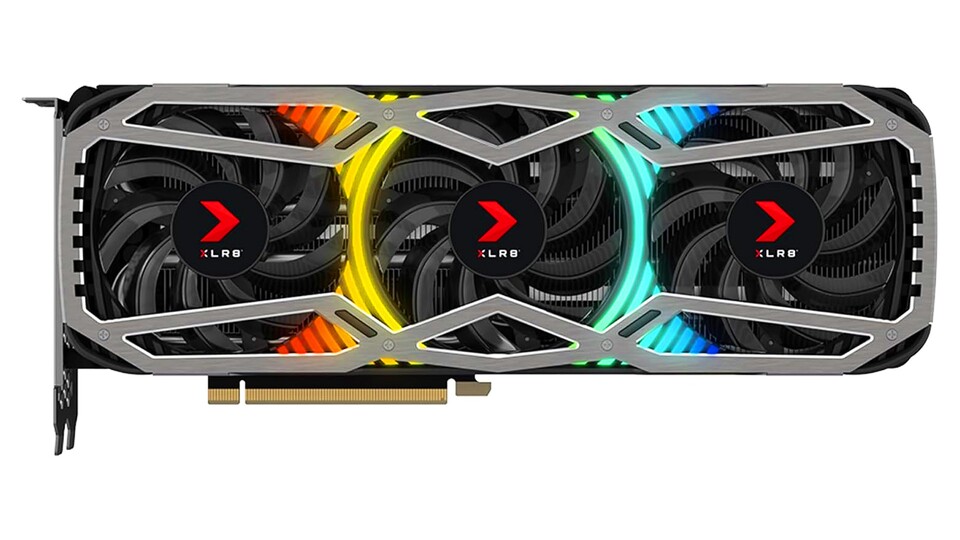 Die PNY 3080 Ti kommt, genau wie moderne Karten auch, mit drei DisplayPort- und einem HDMI-Anschluss.