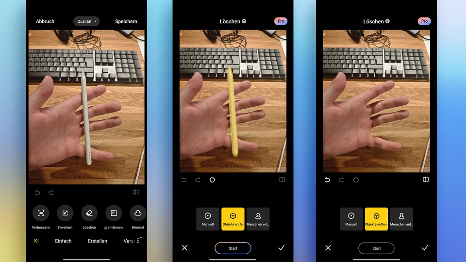 Bei komplizierteren Objekten sind die Ergebnisse nicht immer einwandfrei, bei einfachen Gegenständen und vor allem Hintergründen leistet das Tool aber gute Arbeit. (Bildquelle: GameStar Tech)