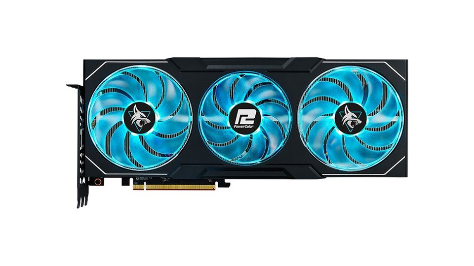 Die drei Lüfter der PowerColor RX 7900 Hellhound leuchten nicht nur wunderschön, sie sorgen außerdem für enorme Kühlleistung, wenn ihr die Grafikregler in euren Spielen hochdreht!