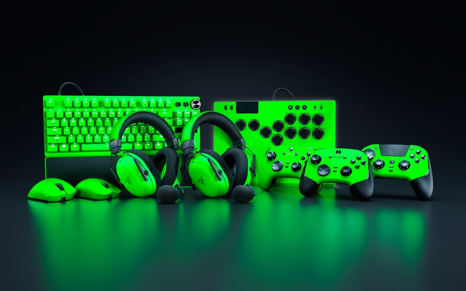 Grün und angriffslustig: Das ist die E-Sport-Collection der aktuellen Top-Produkte von Razer.