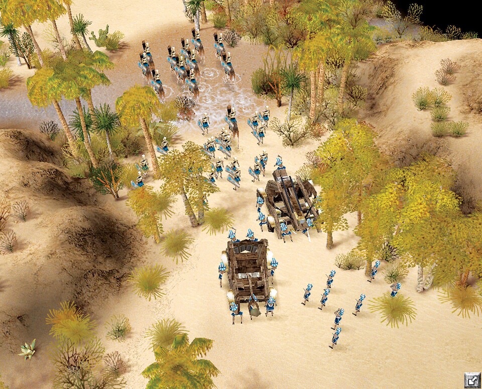 Eine ägyptische Armee auf dem Vormarsch - die Katapulte senken das Tempo allerdings gewaltig.