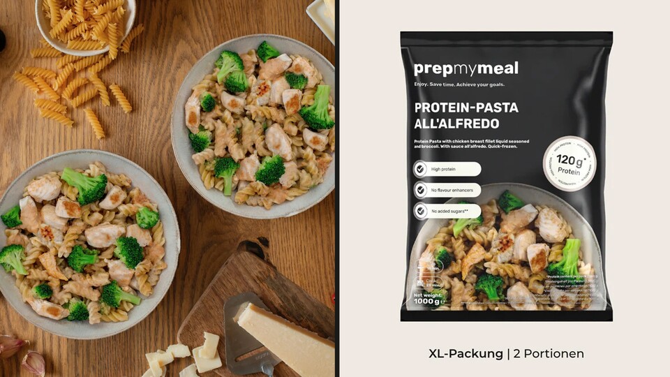 Die Gerichte von »prepmymeal« bekommt ihr auch in großen XL-Packungen!