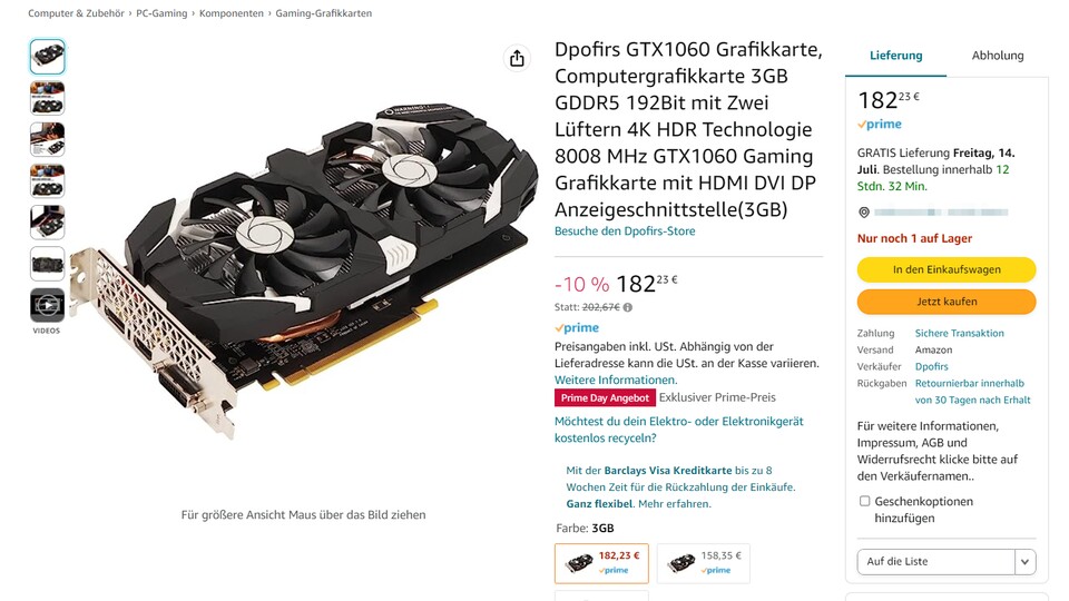 Statt GPU-Schnäppchen gibt es zu Prime Day + Co. gerne das Gegenteil in Form von gruseligen Deals wie diesem hier.