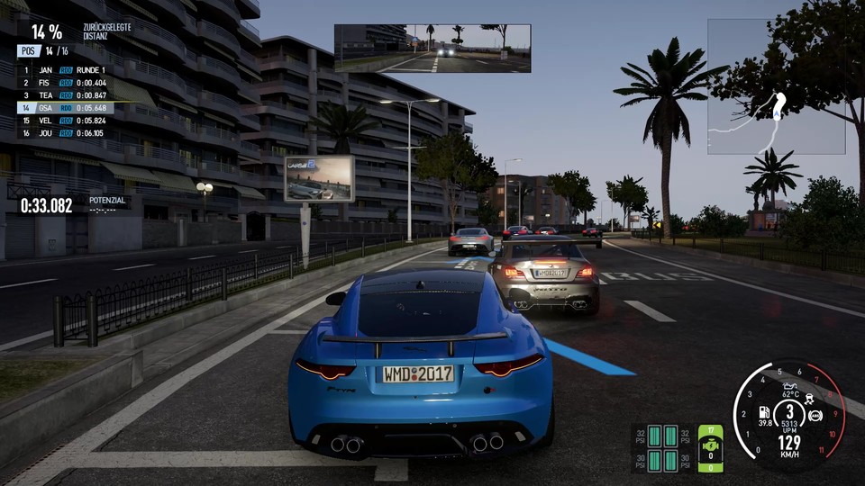 Im Morgengrauen an der Côte d’Azur entlangheizen – auch das geht in Project Cars 2. Arcade-Fans bleiben aber lieber bei Forza Horizon 3.