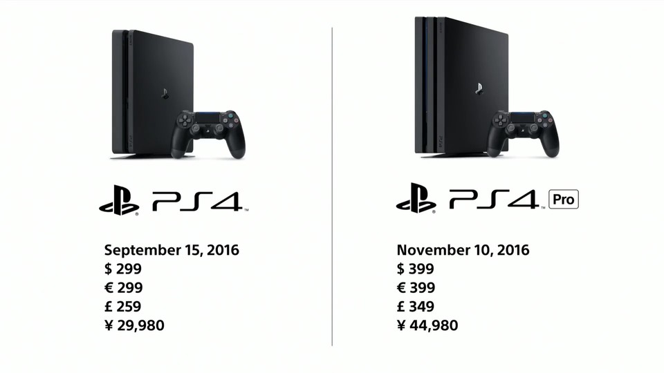 Die Preise und Erscheinungsdaten der PS4 Slim und PS4 Pro.