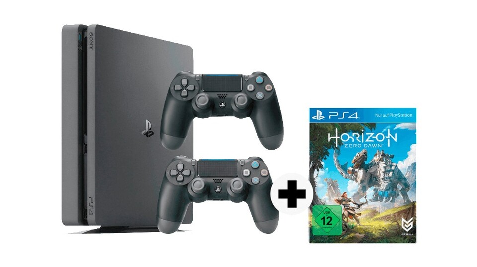 PS4 Slim 1 TB im Bundle mit Horizon: Zero Dawn und einem zweiten Controller.