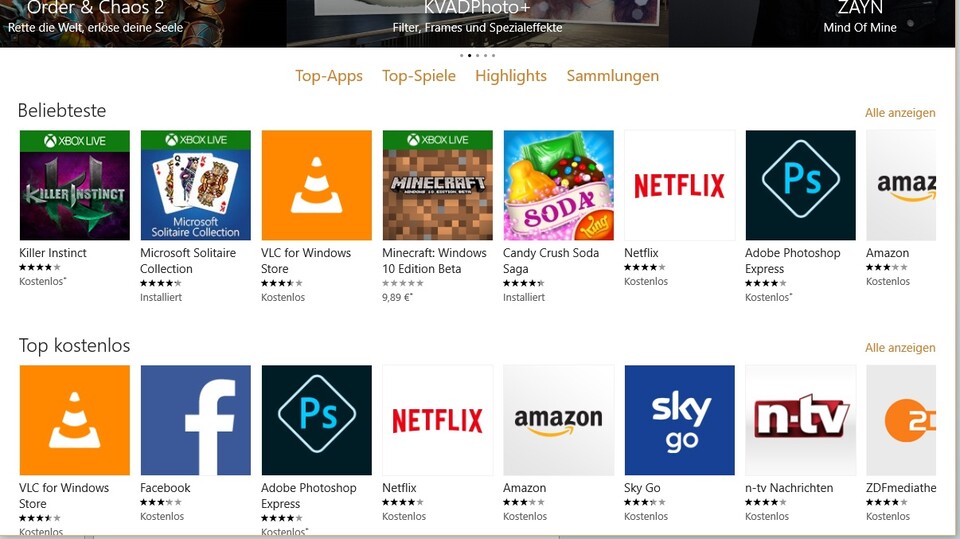 Auf der Startseite des App-Stores ist Quantum Break momentan nicht vertreten.
