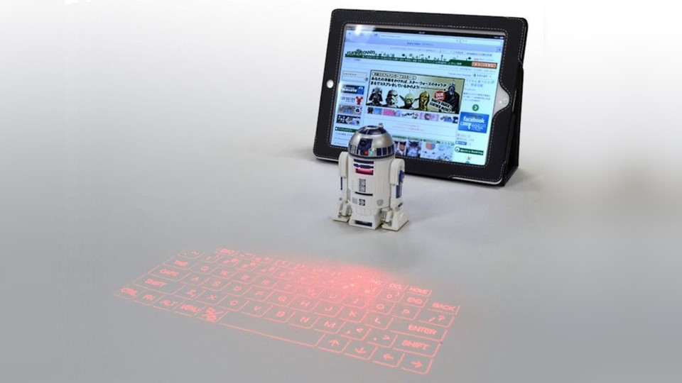 Der R2-D2-Tastatur-Projektor berrscht auch die typischen Geräusche des kleinen Droiden.