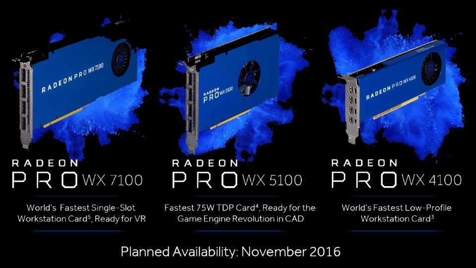 Die neuen Radeon Pro WX-Modelle belegen nur einen Slot im Rechner.