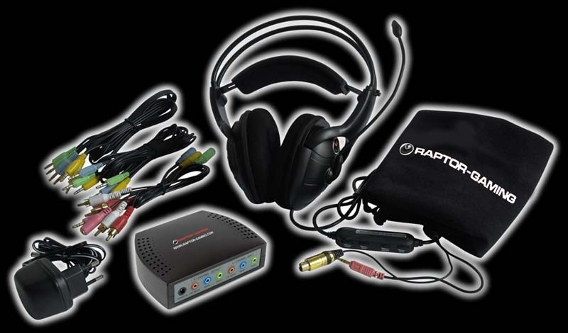 Neben dem Headset liefert Raptor Gaming eine Verstärker-Box, die passenden Kabel sowie einen Transportbeutel mit.