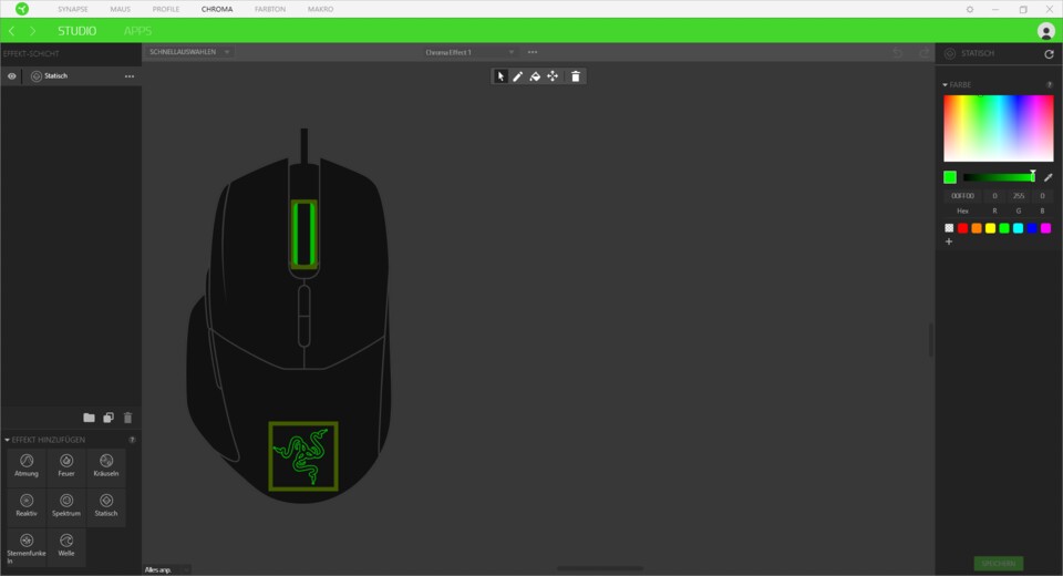 Die Farbgebung der Razer Basilisk ist auf vielfältige Art anpassbar.