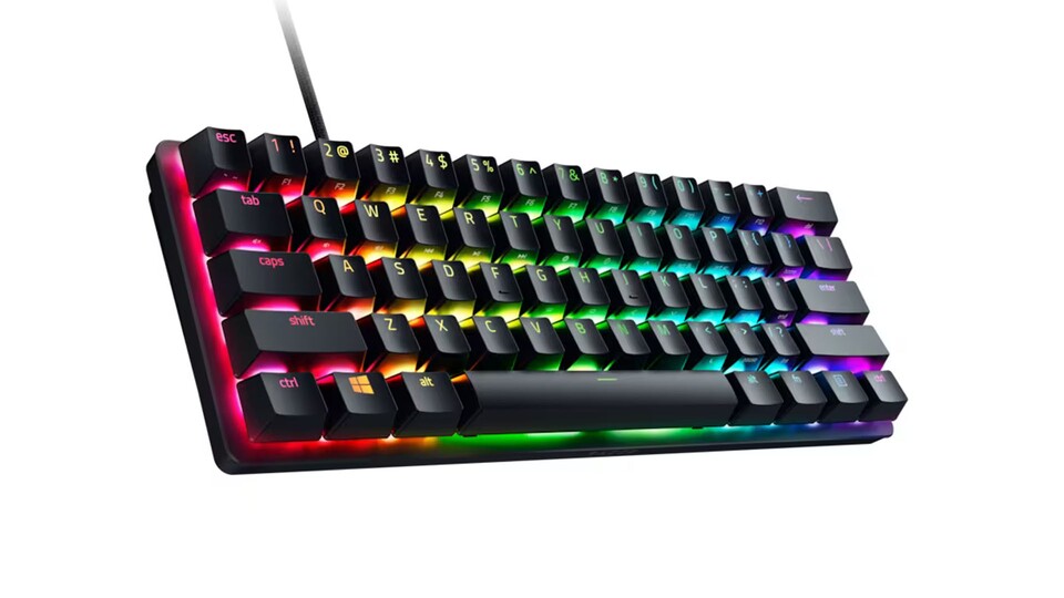 Die Razer Huntsman Mini gibt es bei Cyberport mit deutschem Layout (QWERTZ)