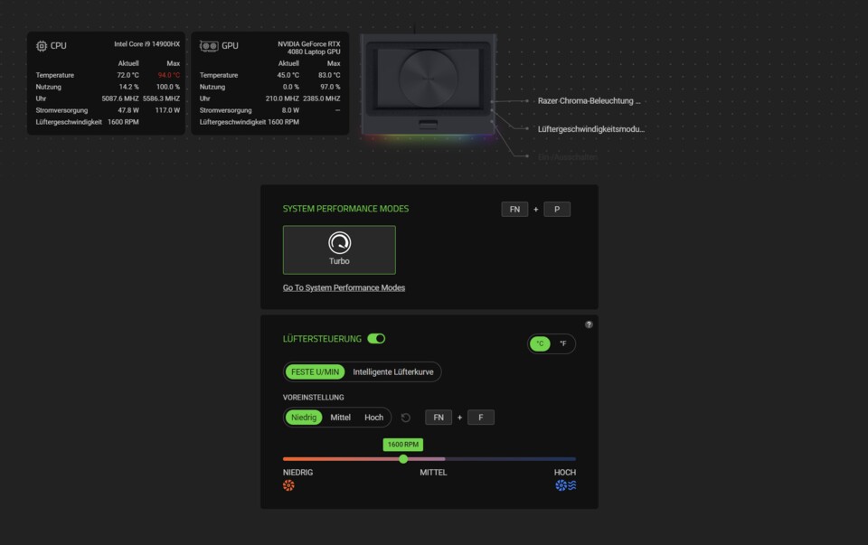 Über Razers Synapse-Software können diverse Einstellungen getätigt werden.