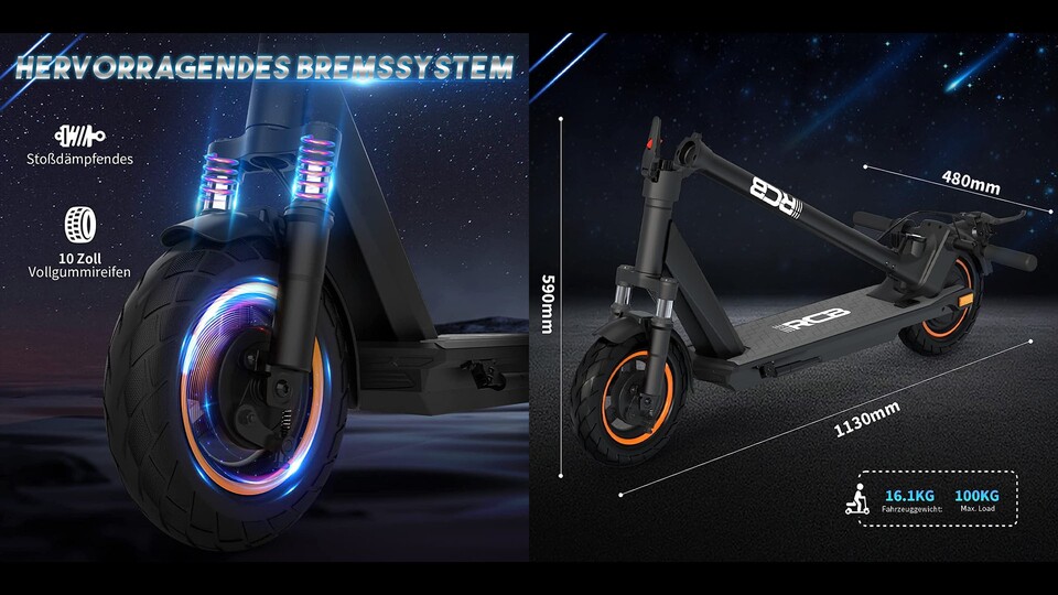 With just one simple movement, the e-scooter folds up and hardly takes up any space.