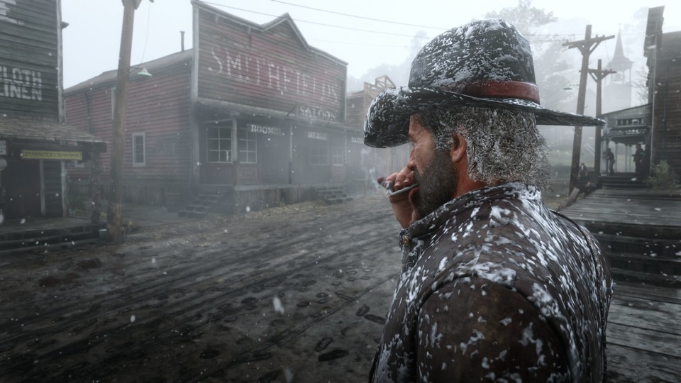 In Red Dead Online wird in weißen Schnee getaucht.