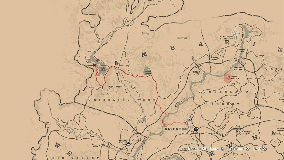 Der weiße Araber versteckt sich in Red Dead Redemption 2 nordwestlich vom Lake Isabella.