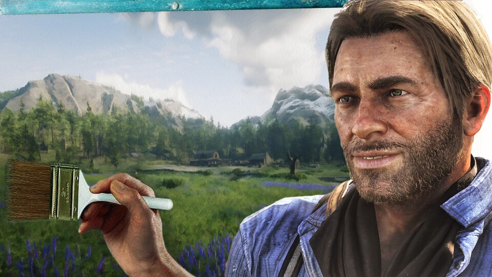 In Red Dead Redemption 2 kritzelt Arthur sein Tagebuch voll. Ob er wohl auch ein richtiges Gemälde hinkriegen würde?