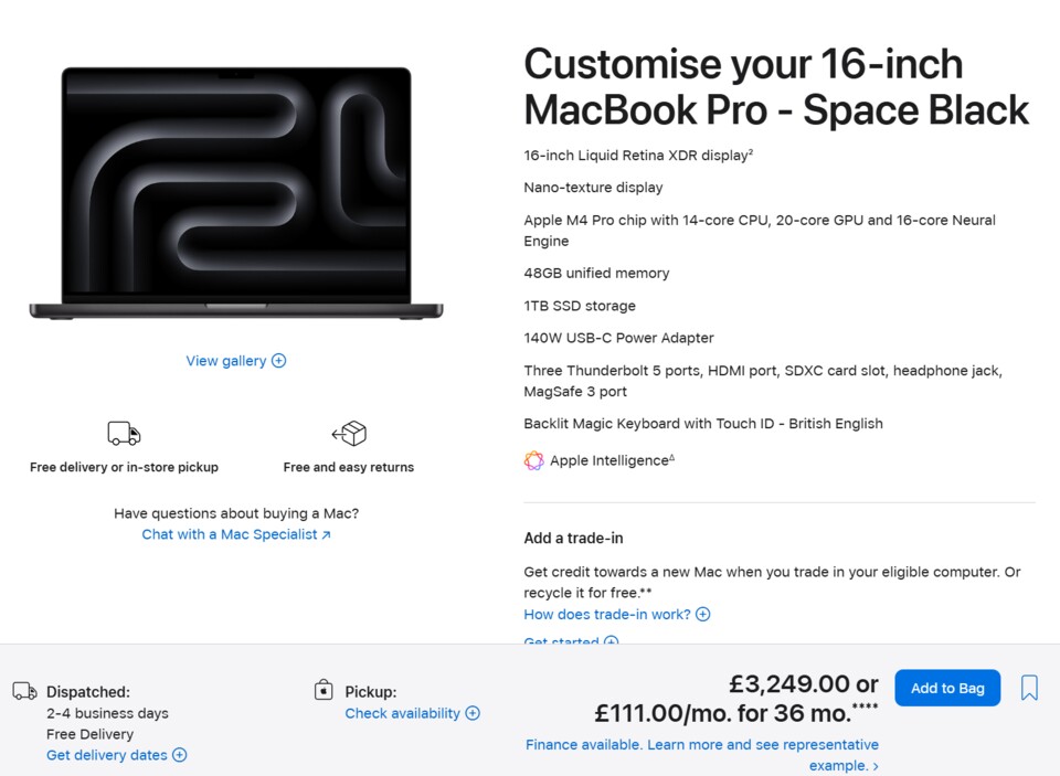 Das dürfte die Konfiguration sein, die der Kunde von Apple für sein altes MacBook erhalten hat. (Quelle: Apple-Store)