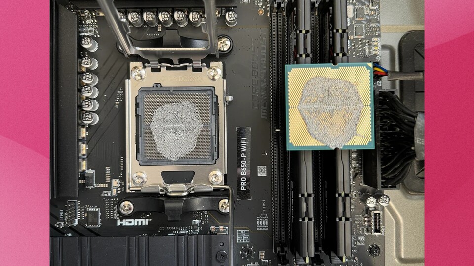 CPU und Wärmeleitpaste gehören schon zusammen, aber bitte doch nicht so! (Bild: reddit.com - lessimportantnic)