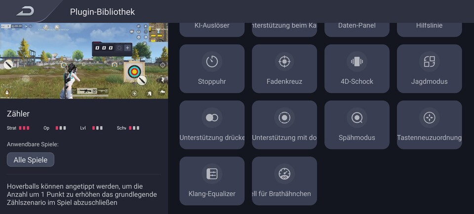Die Plugin-Bibliothek unter RedmagicOS bietet euch diverse Features für ein besseres Spielerlebnis. (Bildquelle: GameStar Tech)
