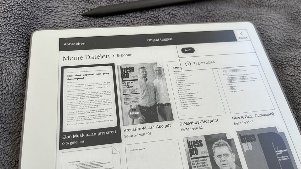 Dateien lassen sich duplizieren, verschieben und taggen.