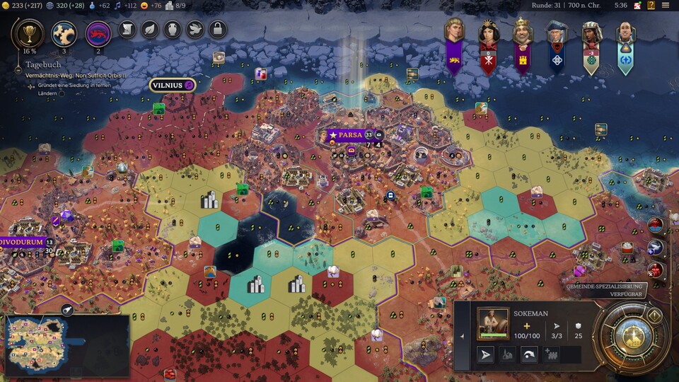 Schickt ihr einen Siedler los, dann sind auf der Karte die Symbole für die einzelnen Ressourcen verzeichnet.