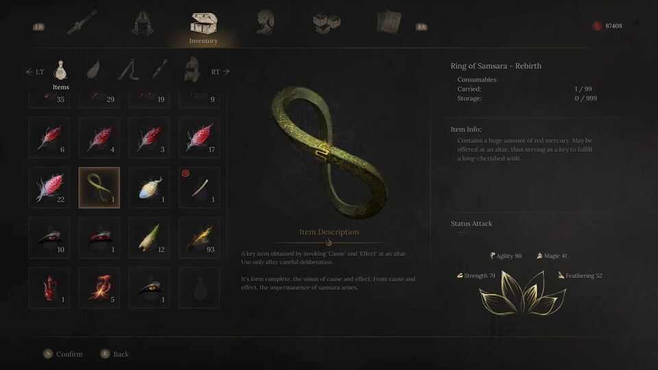 Für dieses Ende braucht ihr den Ring des Samsara - Wiedergeburt.