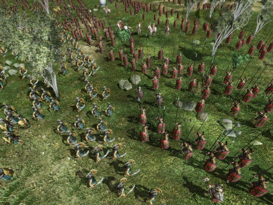 Die römische Armee stellt sich zur Schlacht in Formation.