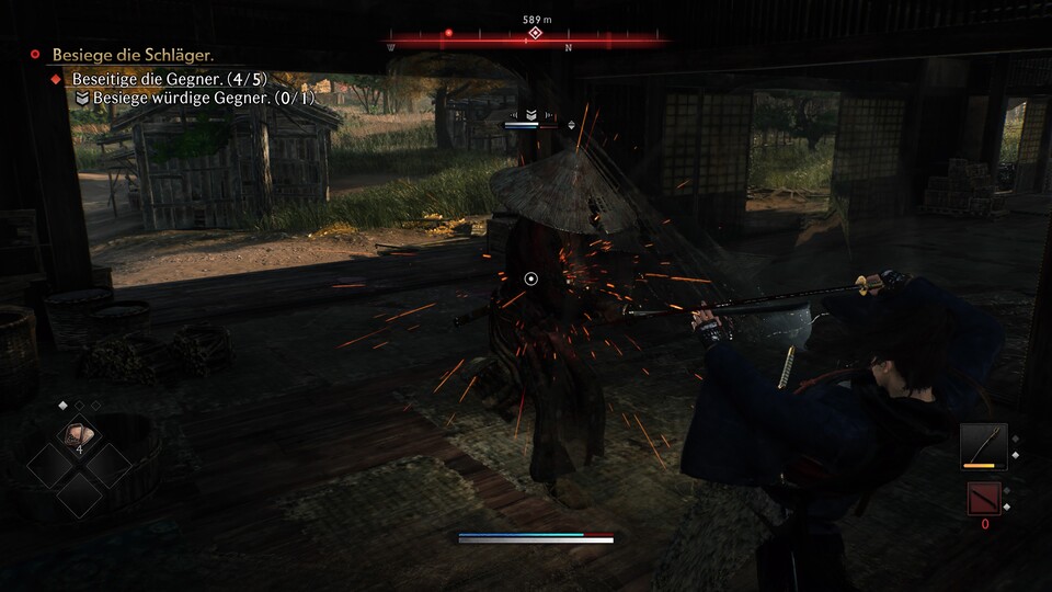 Die Kämpfe von Rise of the Ronin sind fordernd. Nur wer im richtigen Moment angreift, pariert oder ausweicht, hat eine Chance - selbst bei scheinbar simplen Gegnern.