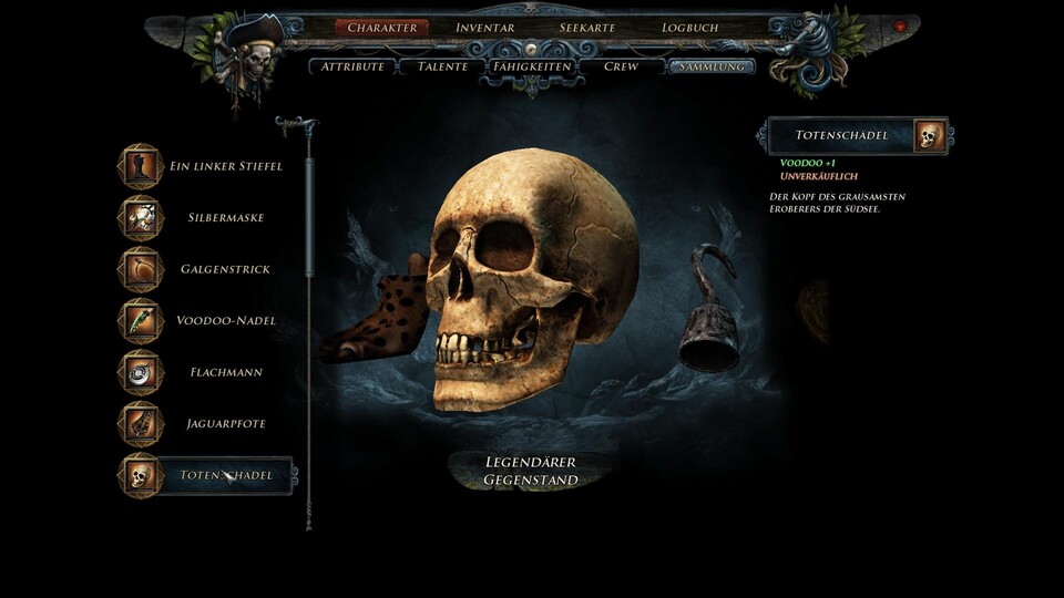 Der Totenschädel stärkt unsere Voodoo-Fähigkeit.