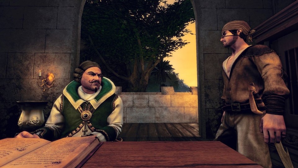 Der inquisitionstreue Gouverneur Di Fuego hat ein Problem mit Piraten. Gut, dass unser Held gerade reinschneit