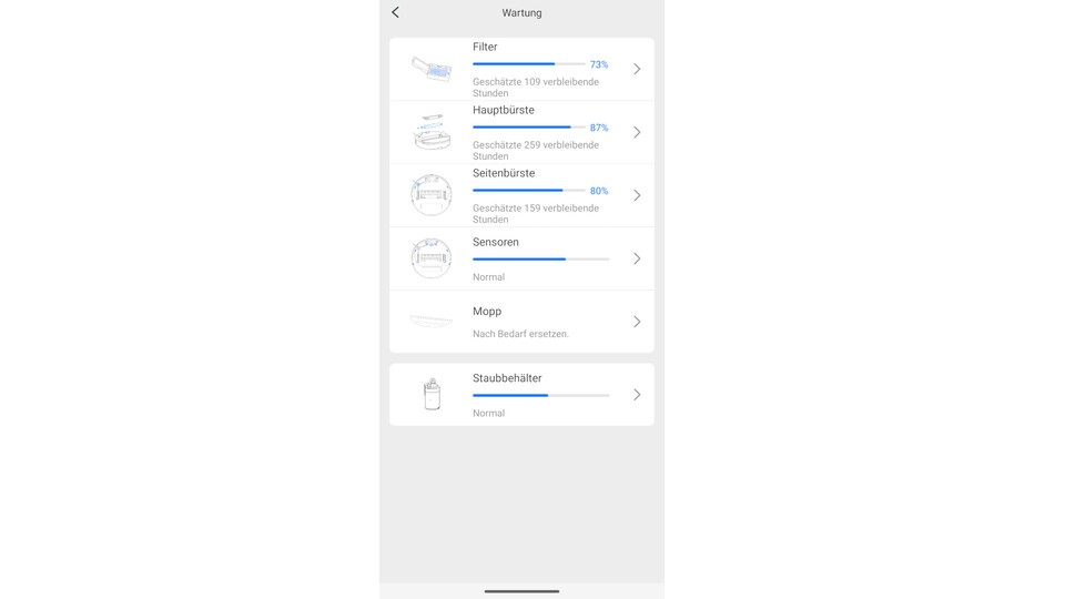 Die Wartung des Roborock fällt mit der mitgelieferten Roborock App leicht.