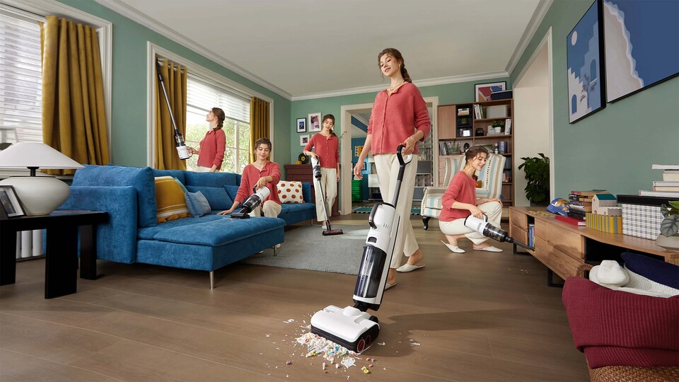 Der Dyad Pro reinigt 30% effizienter und deckt bis zu 300 m² pro Akkuladung ab.