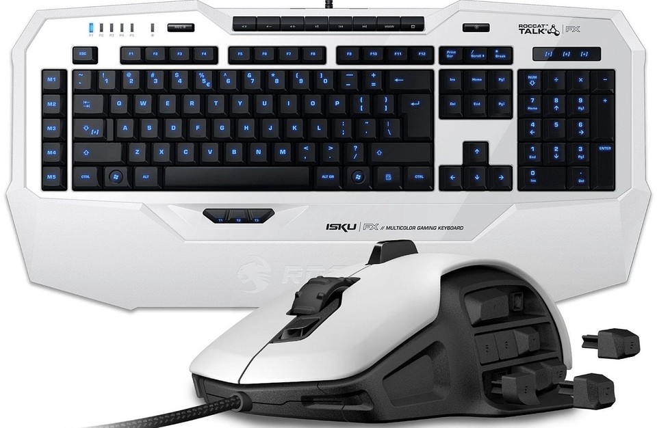 Das Roccat ISKU Gaming Set besteht aus einer flexibel anpassbaren MMO-Maus und einer beleuchteten Tastatur. 