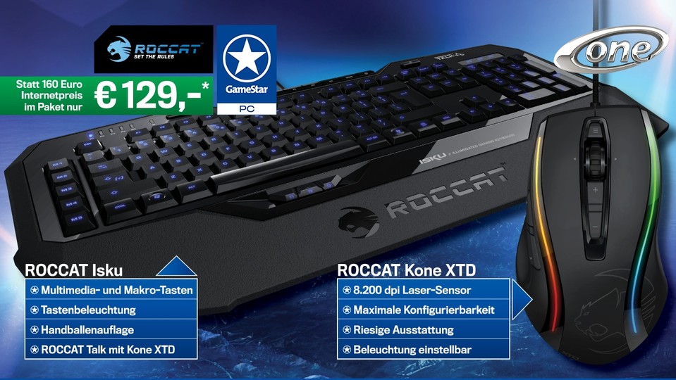 Die Roccat Kone XTD gehört zu den besten Spielermäusen überhaupt, die Roccat Isku zu den Spitzentastaturen mit der besten Ausstattung.