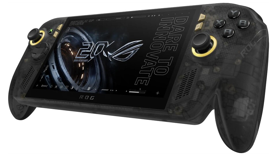 Durchsichtiges Schwarz, goldene Komponenten und grün leuchtende XBOX-Taste: Die ROG XBOX Ally X20 ist der vielleicht schönste Gaming-Handheld überhaupt.