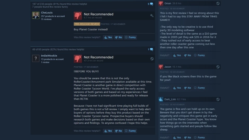Die Steam-Reviews von Rollercoaster Tycoon World Steam sprechen eine klare Sprache.