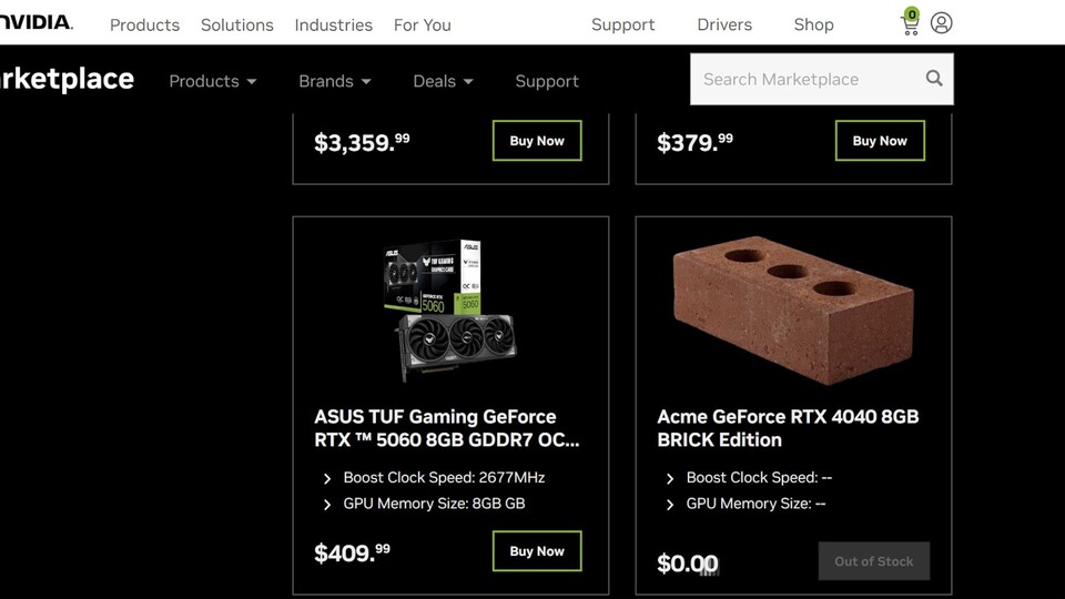 Es hat etwas Surreales, einen Ziegelstein in einem GPU-Shop zu sehen, nicht wahr? (Bildquelle: Videocardz)