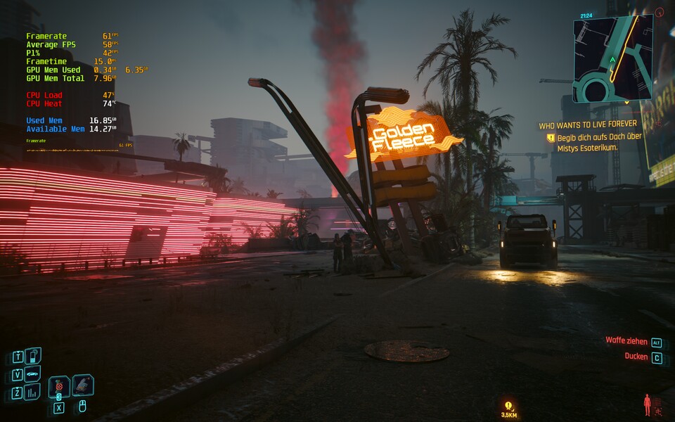 Selbst mit aktivem Raytracing erreicht die RTX 5060 Laptop ohne Frame Generation flüssige 60 FPS im Durchschnitt.