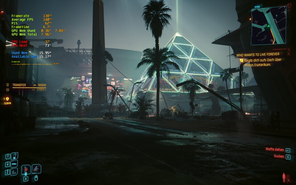 Schon ohne Frame Generation erreicht die RTX 5070 Laptop sehr hohe Bildraten. Mit Frame Generation sogar im dreistelligen Bereich.