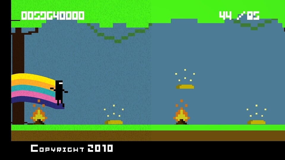 Haben wir alle Goldbarren in einem Level eingesammelt, dürfen wir als Belohnung durch eine Retro-Challenge hüpfen. Die erinnert an den Atari 2600-Klassiker Pitfall.