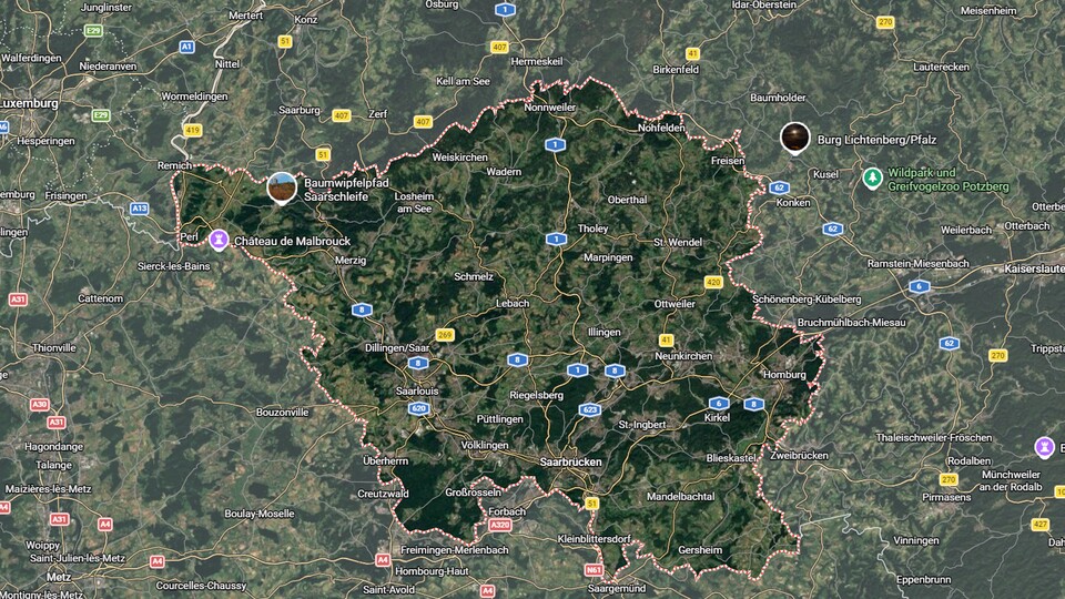 Das Saarland - Hochburg der Schwenker mit ihrern Schwenkern (Bildquelle: Google Maps)