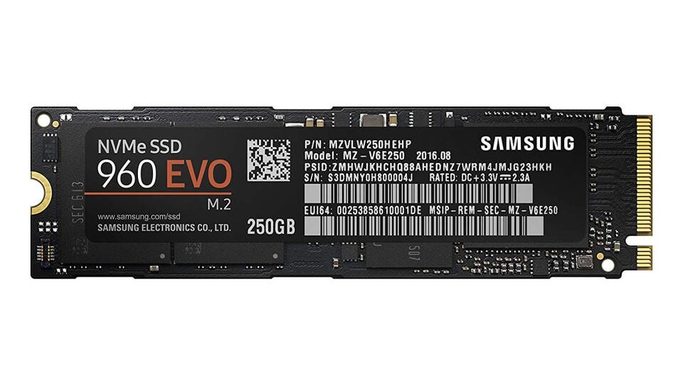 Für 69€ ist die Samsung 960 EVO 250 GB ein faires Angebot mit hoher Geschwindigkeit.