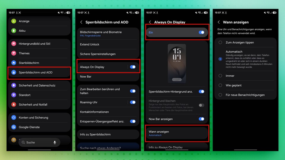 Das Always-on-Display von Samsung-Handys ist ziemlich durchdacht. Um Akku zu sparen, müsst ihr nicht ganz darauf verzichten.